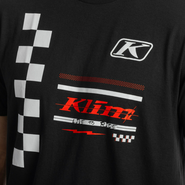 Tricou Klim Checkered Flag Tri-blend Black - White-0