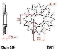 Pinion fata Beta '05-'25/ Gas Gas '21-25/ KTM '93-'25/ Husqvarna '14-'25 (11 dinti) JTF1901.11 Enduro Expert 124811EE-3