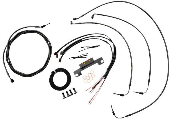 Complete Midnight Braided Handlebar Cable/brake Line Kit Black, 1, nordicamoto.ro