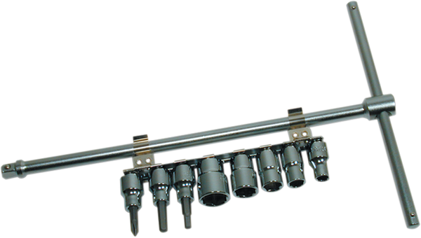 Sliding T-driver With 8-piece Socket Set Chrome, Polished, 1, nordicamoto.ro