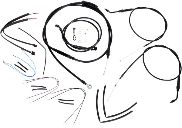 Complete Black Vinyl Handlebar Cable/line Kit For Ape Hanger Handlebars Black, 2, nordicamoto.ro