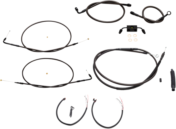 Complete Midnight Braided Handlebar Cable/brake Line Kit Black, 1, nordicamoto.ro