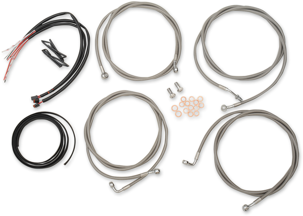 Complete Stainless Braided Handlebar Cable/brake Line Kit Silver, 1, nordicamoto.ro