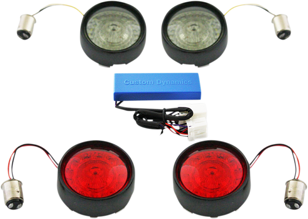 Complete Front & Rear Turn Signal Conversion Kit With Bullet Bezel Lenses Black, 1, nordicamoto.ro