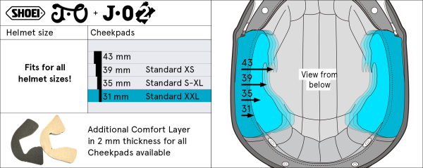 Burete interior obraji casca SHOEI JO/J.O2 43mm-0