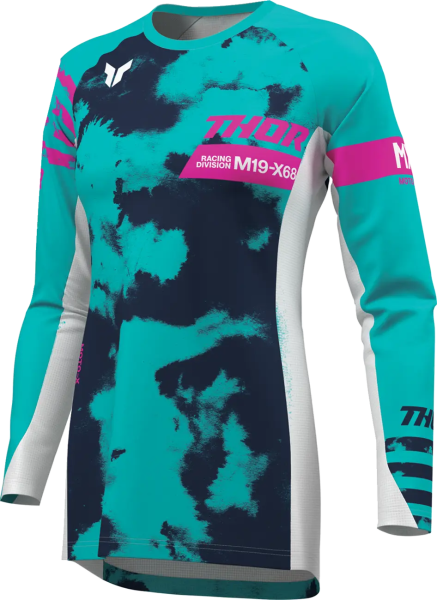 Womens Launchmode Bleach Jersey White, Blue -6