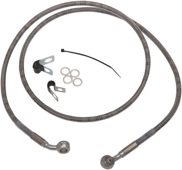 Extended Length Stainless Steel Brake Line Kit Silver, Clear-coated Oversize [+203 mm (8'')], 1, nordicamoto.ro