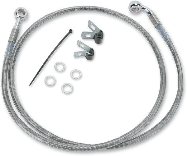 Extended Length Stainless Steel Brake Line Kit Silver, Clear-coated Oversize [+152 mm (6'')], 1, nordicamoto.ro