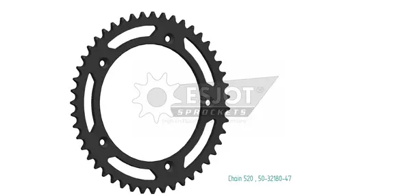 Pinion standard spate 520 negru, 1, nordicamoto.ro