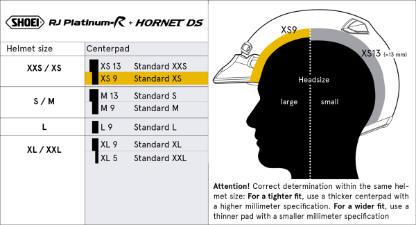 Captuseala casca SHOEI RJ-PLat. & Hornet DS XL9-0