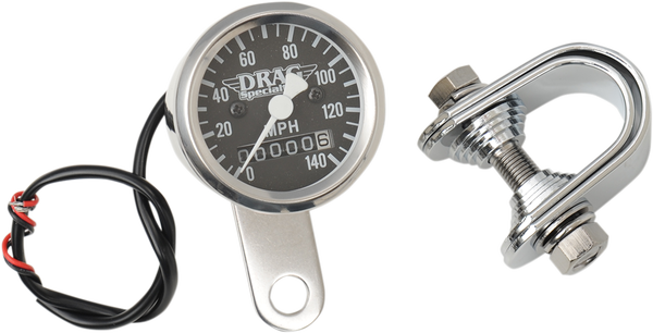 1-7/8(r) 140 Mph Mini Mechanical Speedometer Black, 2, nordicamoto.ro
