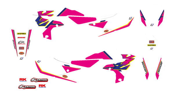 Graphic Kit Retro With Seat Cover White, Pink, Blue, 3, nordicamoto.ro