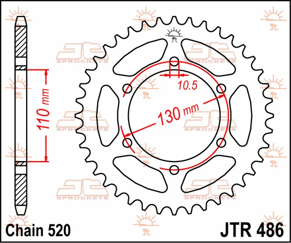 JT SPROCKETS Pinion spate negru, 2, nordicamoto.ro