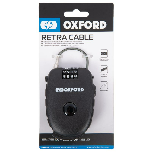 Antifurt Retractabil Oxford Retra Cable 62cm Negru