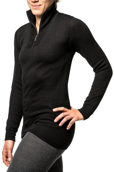 Woolpower Zip Turtleneck 400 Merino Mid layer black S-0