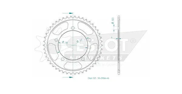 Pinion standard spate 525 negru, 2, nordicamoto.ro