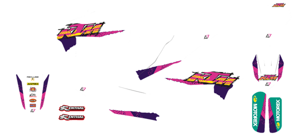 Graphic Kit Retro With Seat Cover White, Purple, Pink, 3, nordicamoto.ro