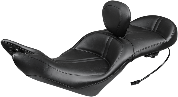 Heated One-piece 2-up Touring Seat With Driver Backrest Black, 1, nordicamoto.ro
