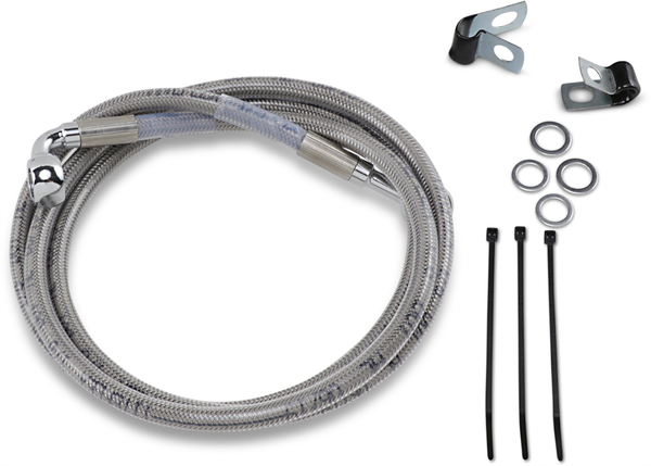 Extended Length Stainless Steel Brake Line Kit Silver, Clear-coated Oversize [+152 mm (6'')], 1, nordicamoto.ro