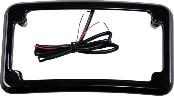 Beveled License Plate With Lights Black, 1, nordicamoto.ro