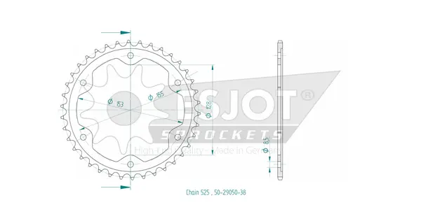 Pinion standard spate 525 negru, 2, nordicamoto.ro