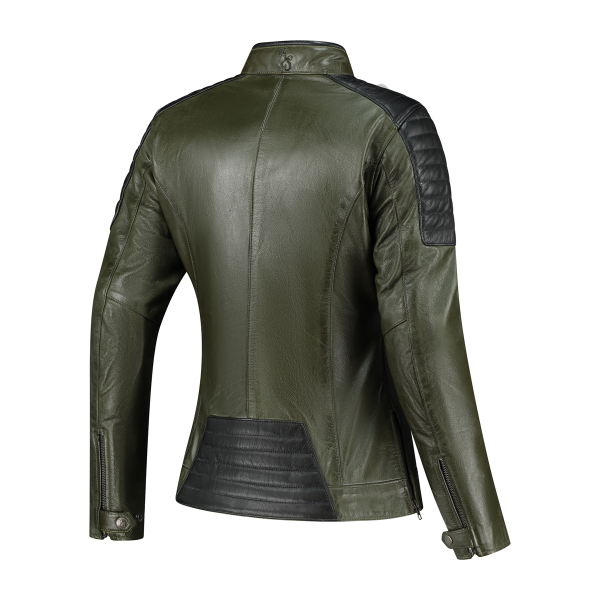 Geacă Piele Damă Rusty Stitches Alice Green/Black-0