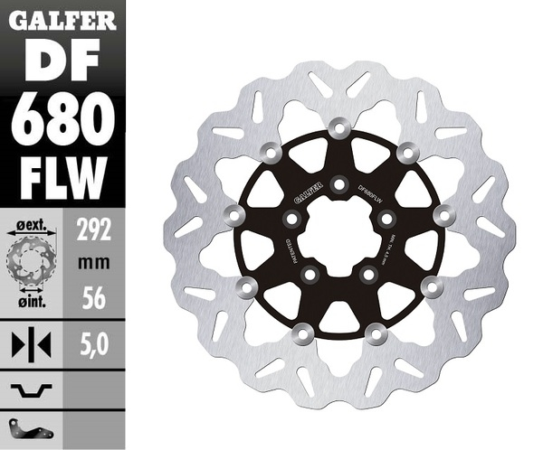 Brake Rotor Floating Flame Black, Silver, 1, nordicamoto.ro