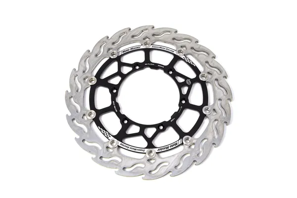 Supermoto Front Racing Rotors Black, Silver, Stainless Steel-0