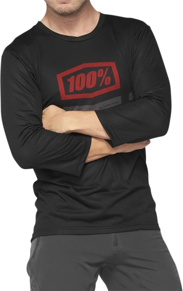 Tricou MTB 100% Airmatic 3/4 Sleeve Black/Red-2