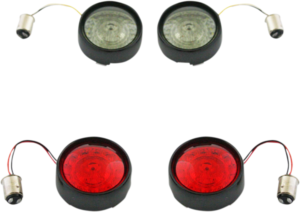 Complete Front & Rear Turn Signal Conversion Kit With Bullet Bezel Lenses Black, 1, nordicamoto.ro