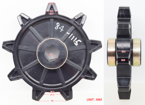 Sno-X Drive sprocket Combitrack,Järnhäst,Ockelbo,Älgtrack 9-kugg delning 1,97"-0