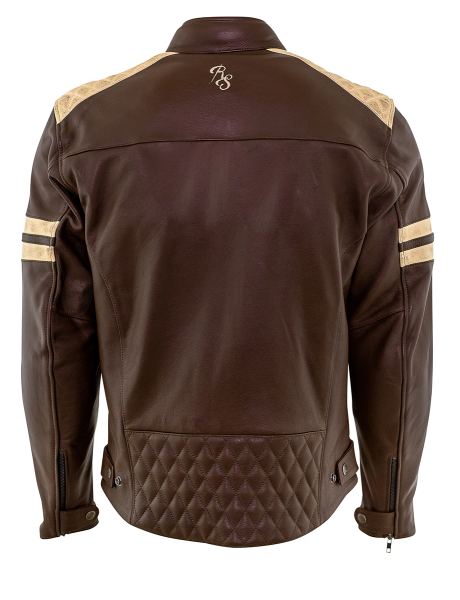 Geaca Piele Rusty Stitches JARI Brown/Beige-0