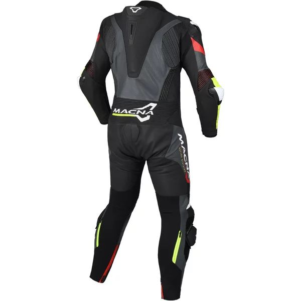 Combinezon de piele 1 piesa MACNA CHROMIQ 46 Negru/Rosu, 13, nordicamoto.ro