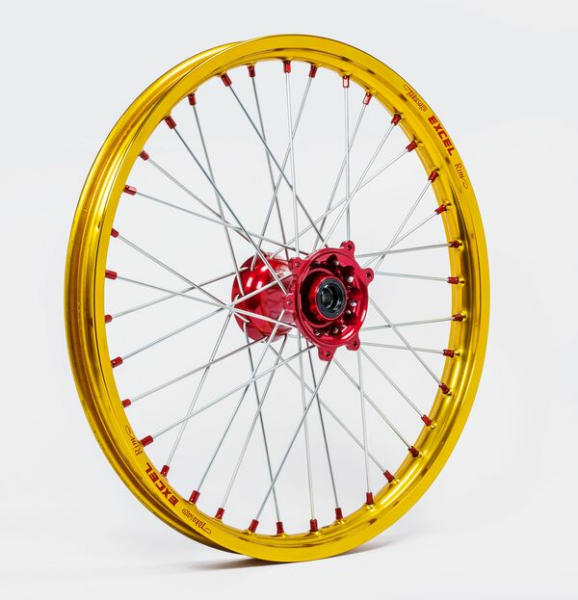 Elite Mx-en Wheel, Silver Spokes Gold, Red, Silver 