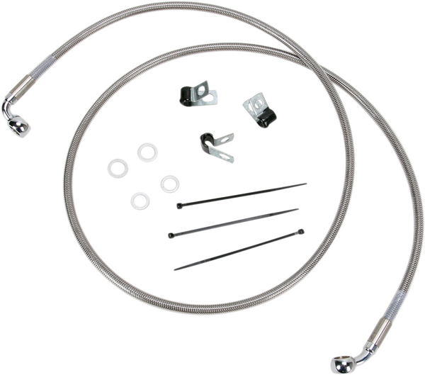 Extended Length Stainless Steel Brake Line Kit Silver, Clear-coated Oversize [+152 mm (6'')], 2, nordicamoto.ro