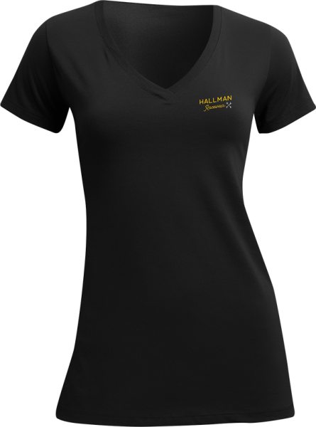 Women's Hallman Garage V-neck T-shirt Black -3