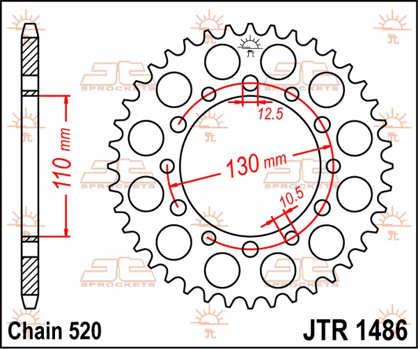 JT SPROCKETS Pinion spate, culoare naturală, 2, nordicamoto.ro