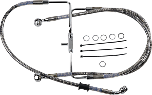 Extended Length Stainless Steel Brake Line Silver, Clear-coated Oversize [+102 mm (4'')], 1, nordicamoto.ro