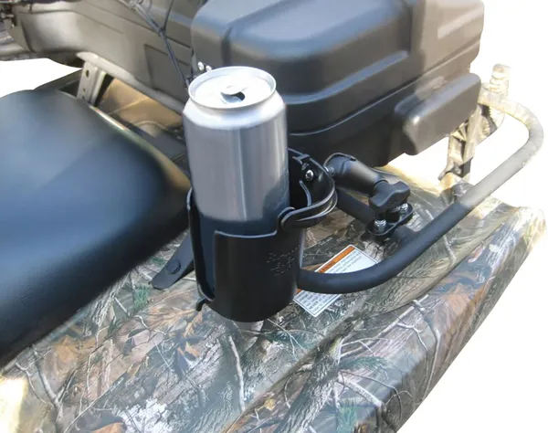 Ram Handlebar Rail Mount With U-bolt Base, Level Cup Drink Holder And Koozie Black -1