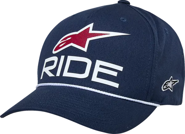 Ride Comp Curved Bill Snap Hat White, Navy 