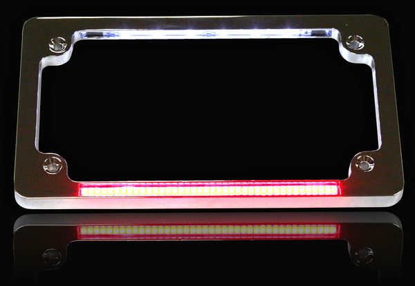 Dual Led License Plate Frame Red, White, 3, nordicamoto.ro