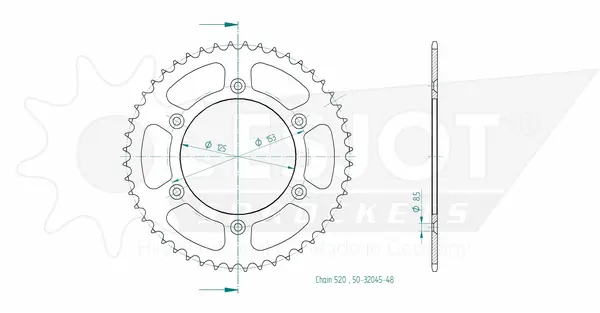Pinion standard spate 520 negru, 2, nordicamoto.ro