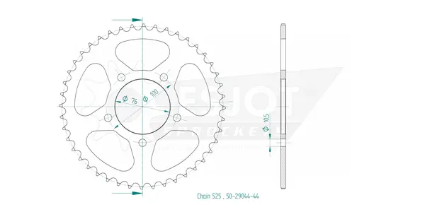 Pinion standard spate 525 negru, 2, nordicamoto.ro