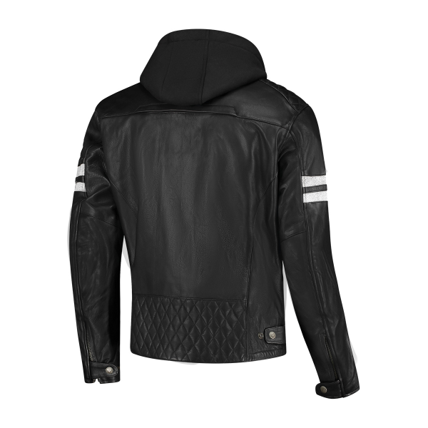 Geaca Piele Rusty Stitches Jari Hooded V2 Black/White-0