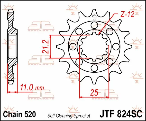 JT SPROCKETS Mx Self-cleaning, Lightweight Front Sprocket Natural -0
