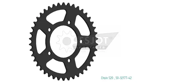 Pinion standard spate 520 negru, 1, nordicamoto.ro