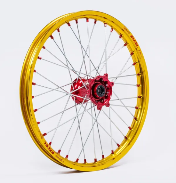 Elite Mx-en Wheel, Silver Spokes Gold, Red-0