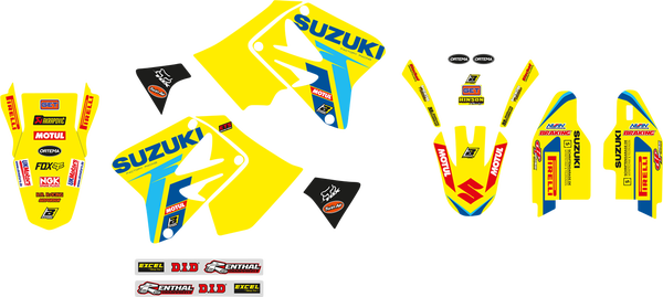 Blackbird Racing Replica Team Suzuki Ksrt 2022 Graphics Kit With Seat Cover Yellow, Blue, 3, nordicamoto.ro
