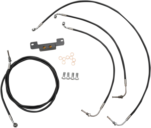 Standard Black Vinyl Braided Handlebar Cable/brake Line Kit Black, 1, nordicamoto.ro
