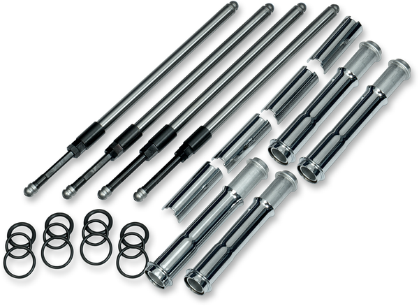 Quickee Pushrod Kit With Chrome Covers Silver, 1, nordicamoto.ro